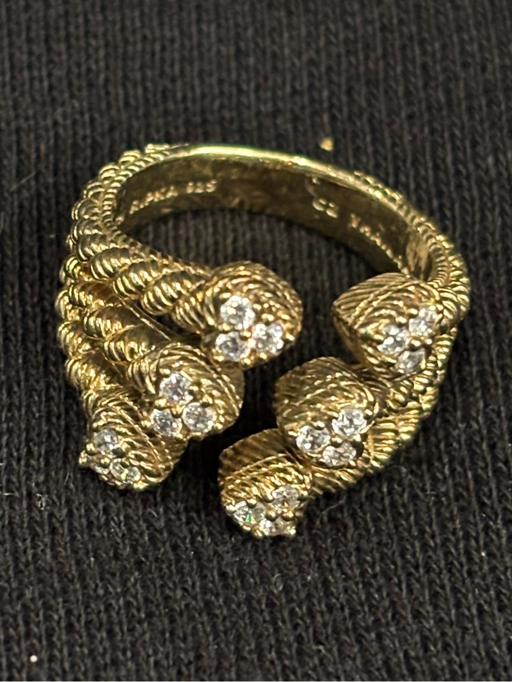 Judith Ripka Gold-Tone Multi-Cluster Crystal Open Rope Ring - Picture 2 of 9